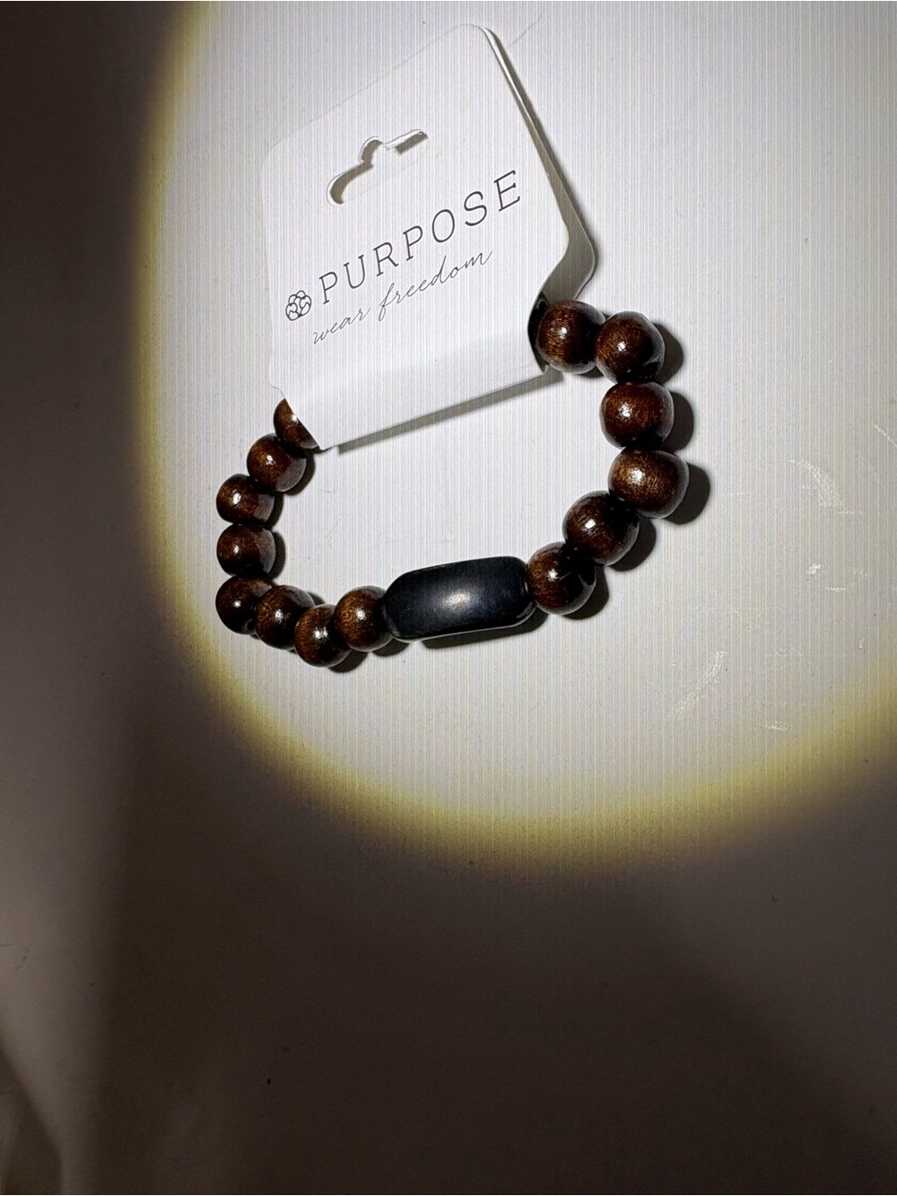 Purpose Wood Bead Bracelet with Black Accent